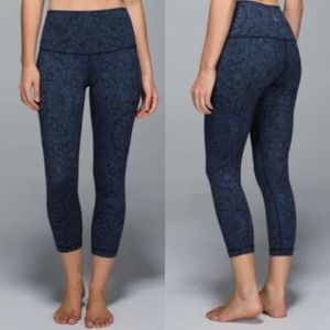 Lululemon Wunder Under Crop II Full On Luon Leggings Prisma Inkwell